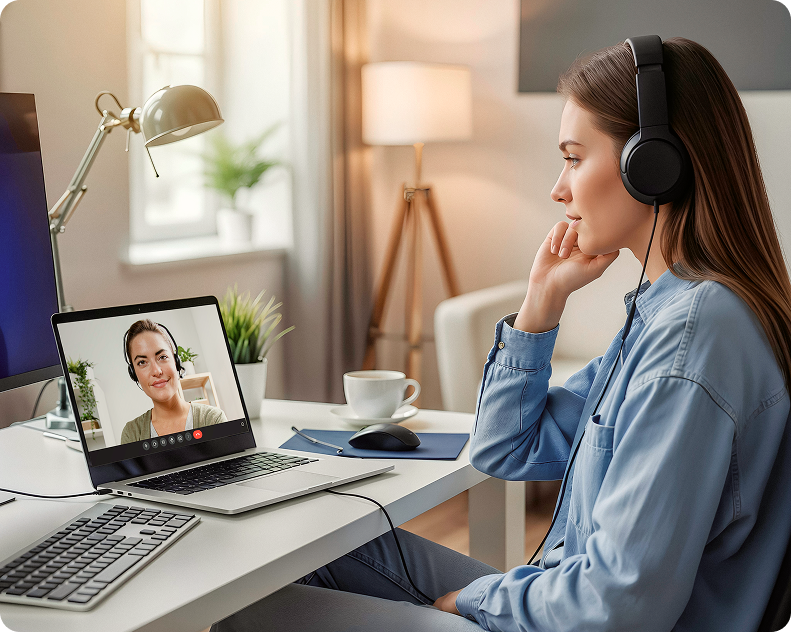 Сотрудник на онлайн-консультации с психологом
